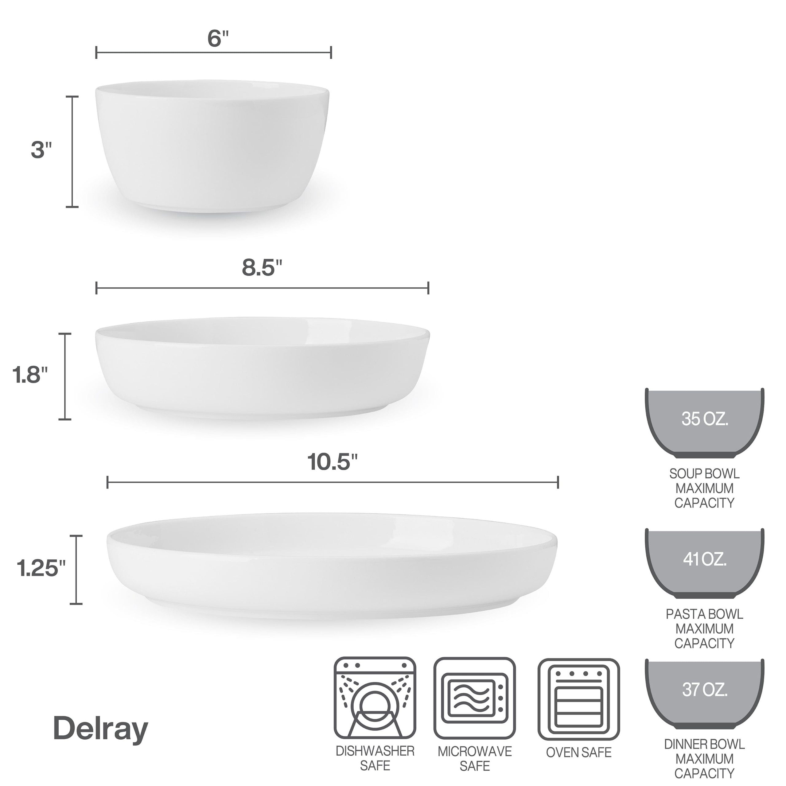 Delray 9 Piece Dinnerware Bowl Set. Service for 3 - Image 8