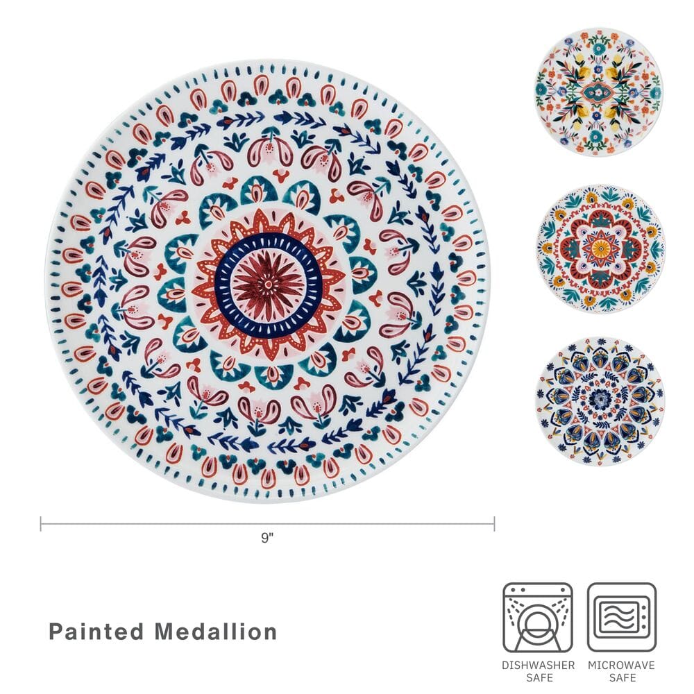 Painted Medallion Set of 4 Salad Plates - Image 3