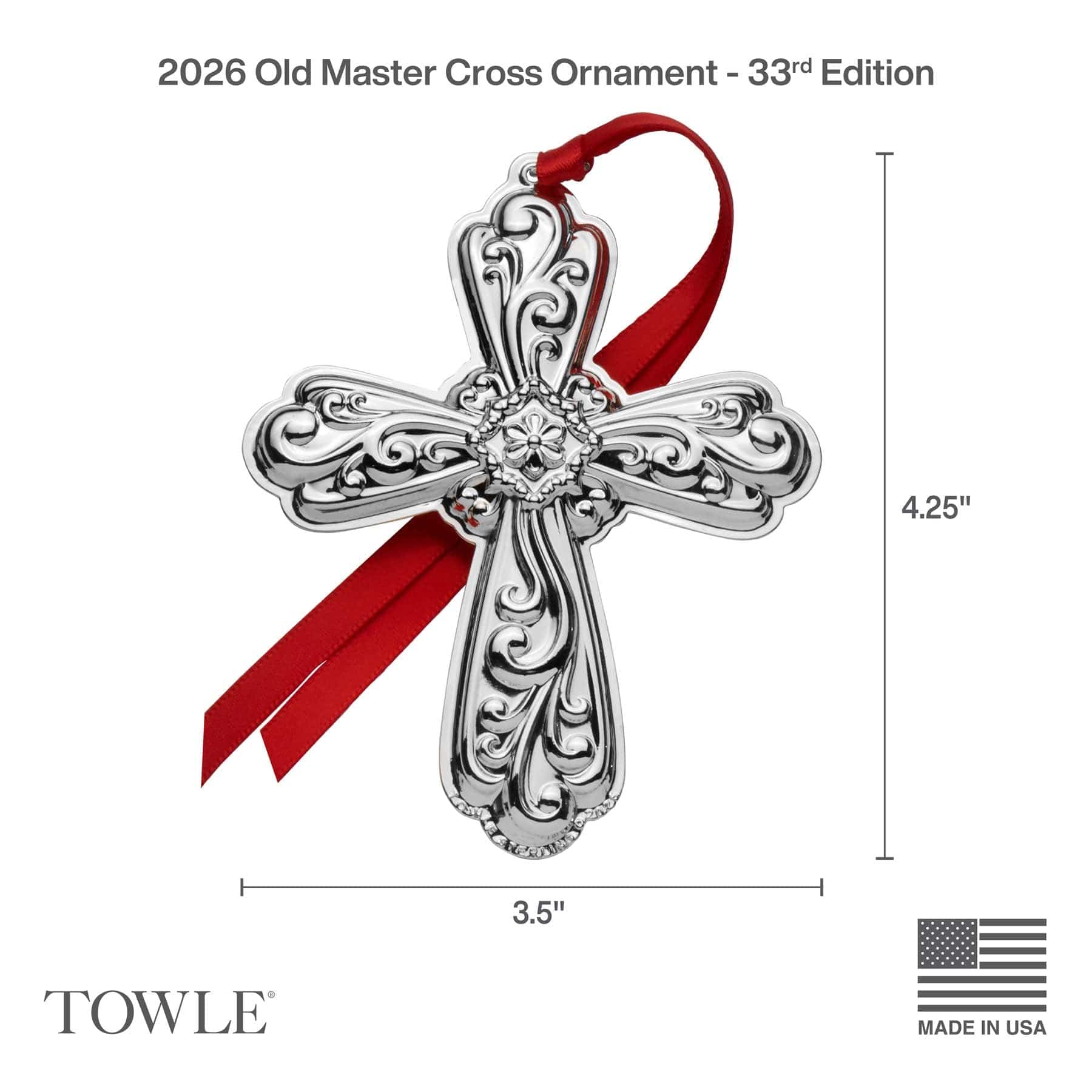 2025 Old Master Sterling Cross Ornament 33rd Edition - Image 3