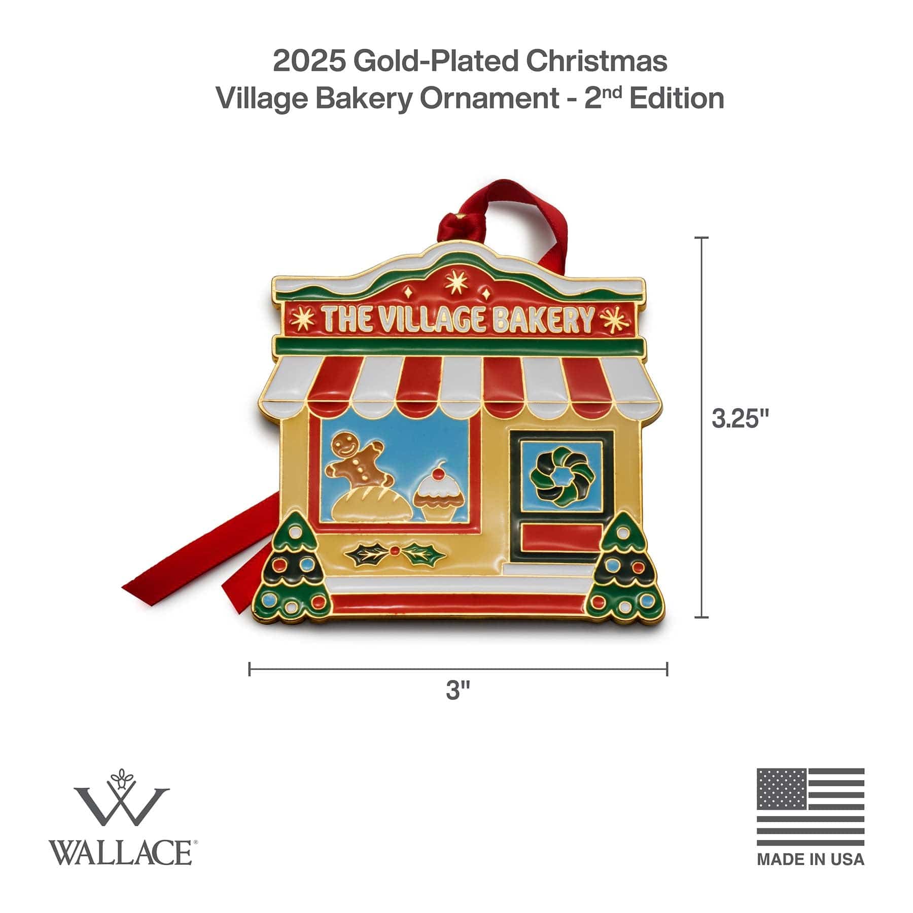 2025 Gold Plate & Enameled Christmas Village Ornament 2nd Edition - Image 3