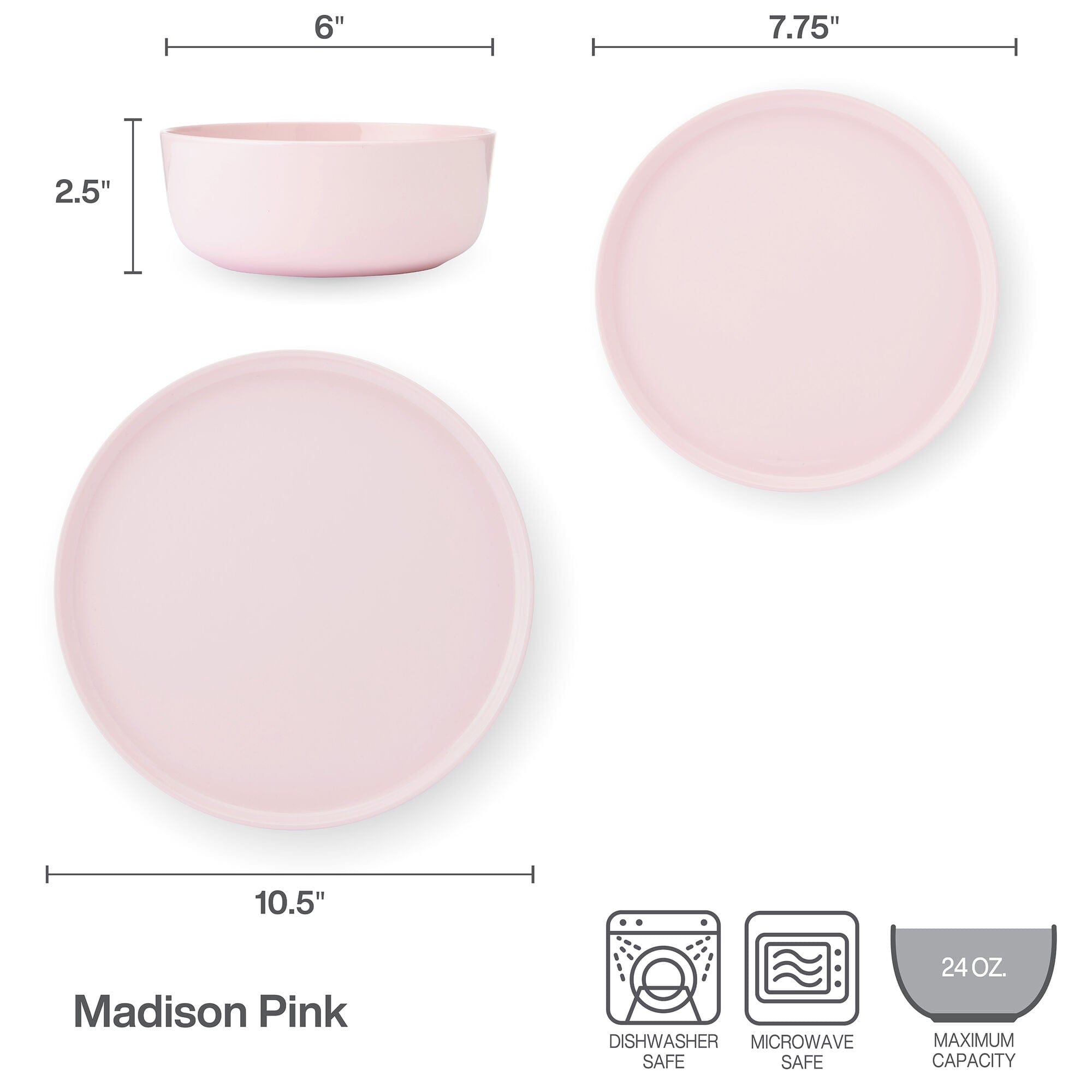 Madison Pink 12 Piece Dinnerware Set. Service for 4 - Image 5