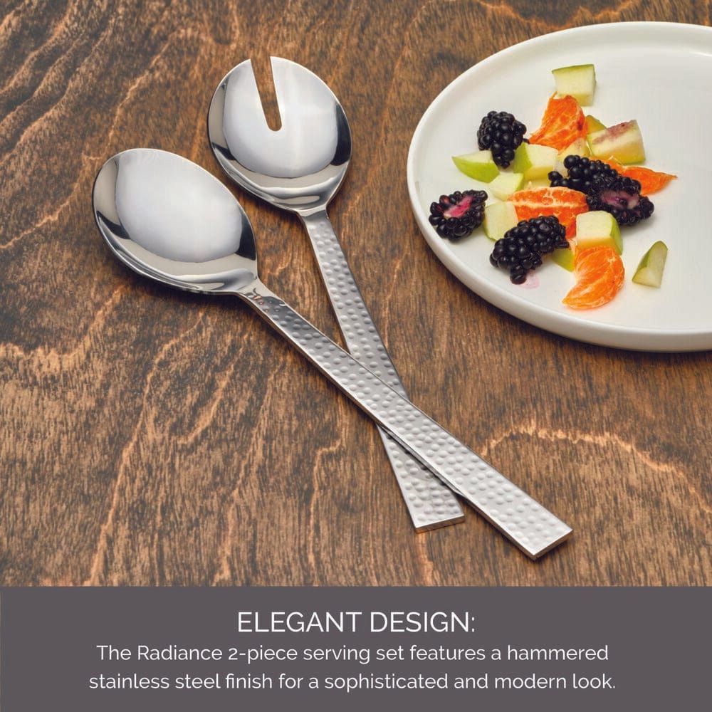 Radiance Hammered Set of 2 Serving Fork and Spoon - Image 4