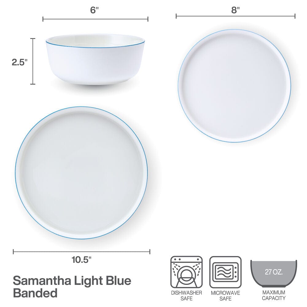 Samantha Blue Rim 12 Piece Dinnerware Set. Service for 4 - Image 3