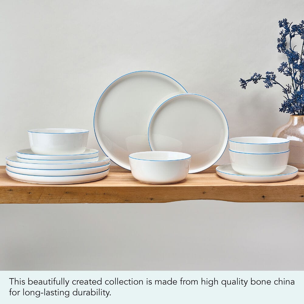 Samantha Blue Rim 12 Piece Dinnerware Set. Service for 4 - Image 8