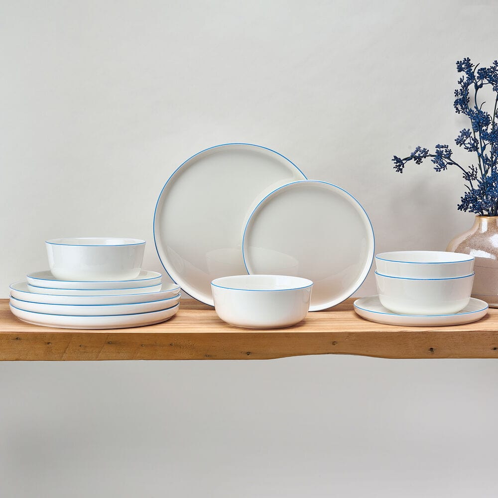 Samantha Blue Rim 12 Piece Dinnerware Set. Service for 4 - Image 2
