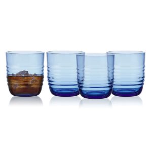 Ciara Cobalt Set of 4 Double Old Fashioned Whiskey Glasses