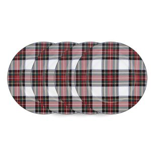 Tartan White Set of 4 Salad Plates