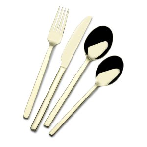 Paros Champagne Forged 16 Piece Flatware Set. Service for 4