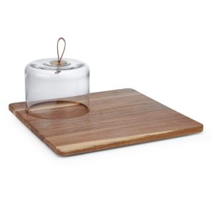 Glenwood Square Serve Board with Glass Dome Cloche