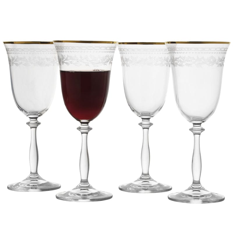 Holiday Traditions Gold Rim Set of 4 Red Wine Glasses - Image 3