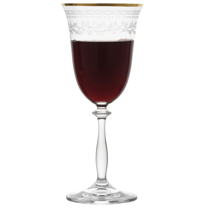 Holiday Traditions Gold Rim Set of 4 Red Wine Glasses - Image 4