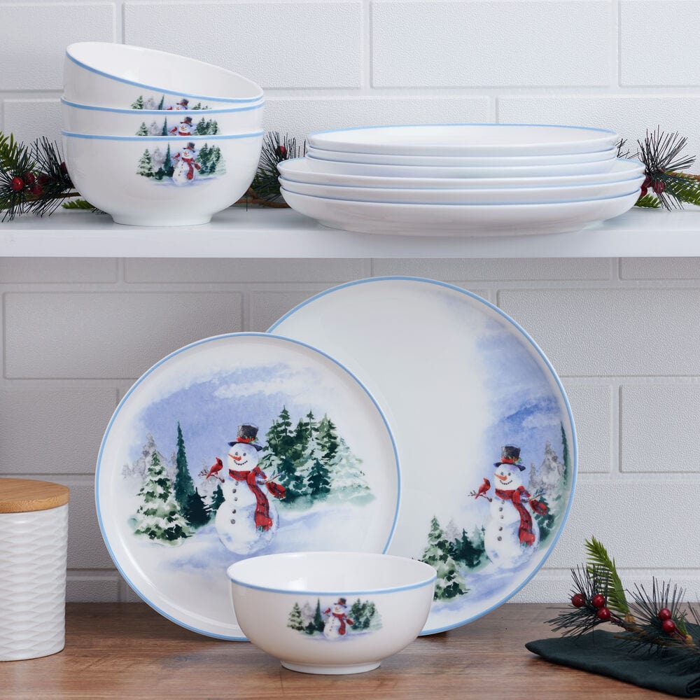 Snowman Forest 12 Piece Dinnerware Set. Service For 4 - Image 2