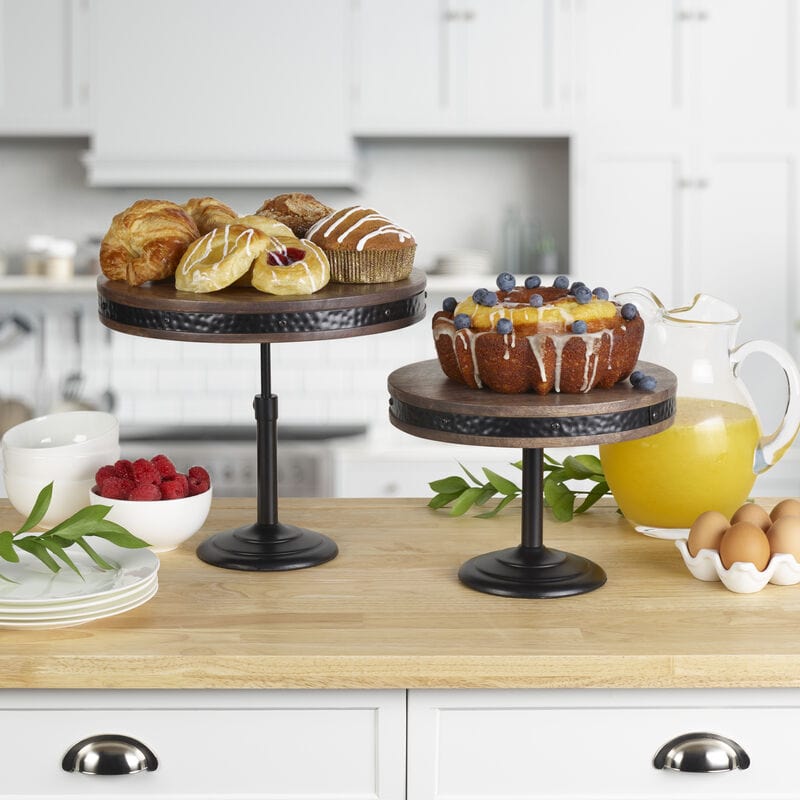 Rustic Set of 2 Adjustable Serving Platter Cake Stands - Image 2