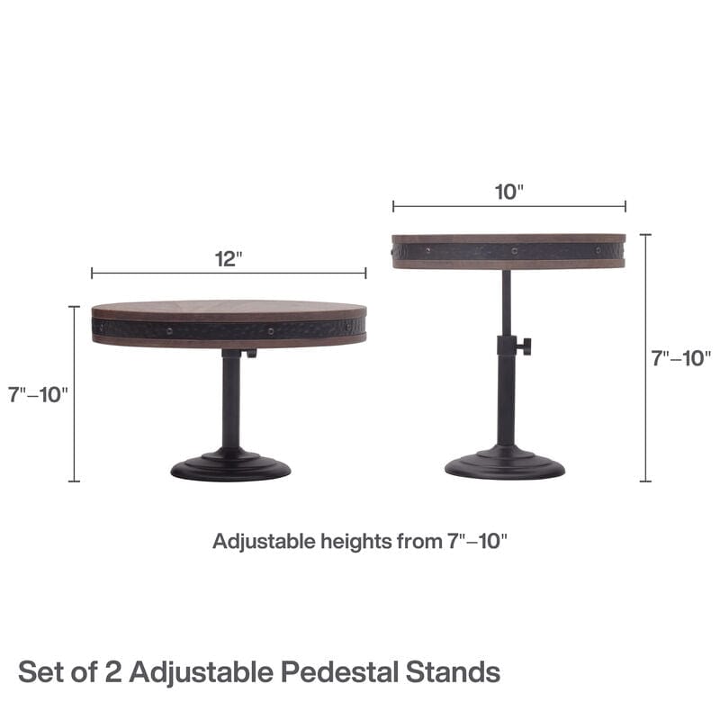 Rustic Set of 2 Adjustable Serving Platter Cake Stands - Image 3