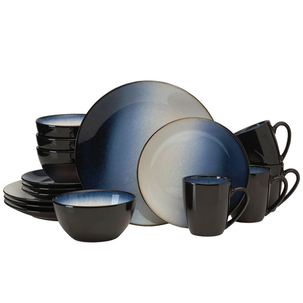 Asher Blue 16 Piece Dinnerware Set. Service for 4