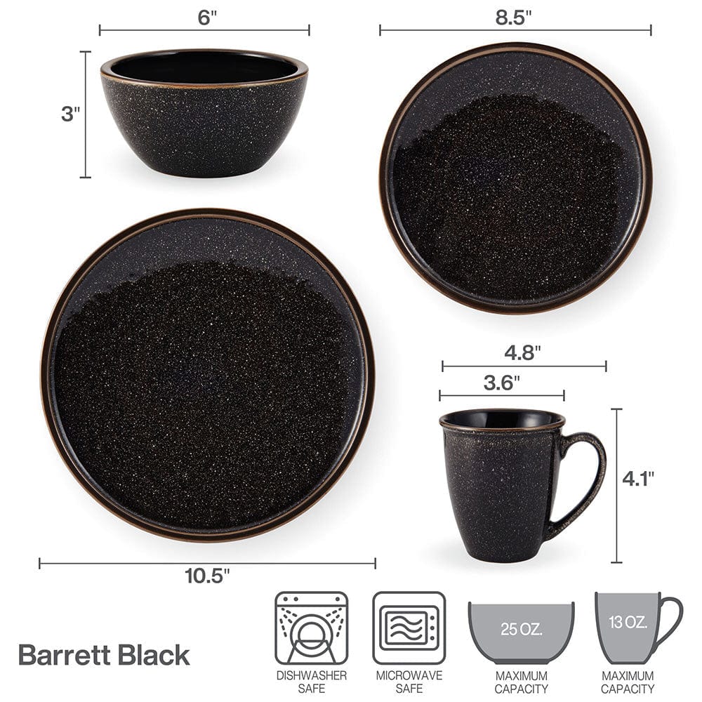 Barrett Black 16 Piece Dinnerware Set. Service for 4 - Image 5