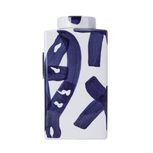 Paint Stroke Decorative Square Ginger Jar Canister Vase