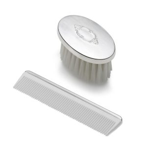 Boys Oval Shield Sterling Brush Comb Set