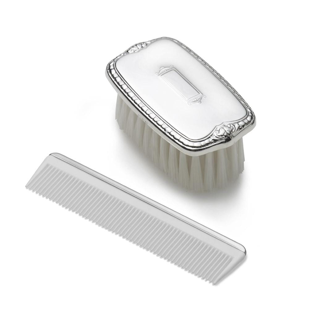 Boys Shield Design Military Sterling Brush Comb Set
