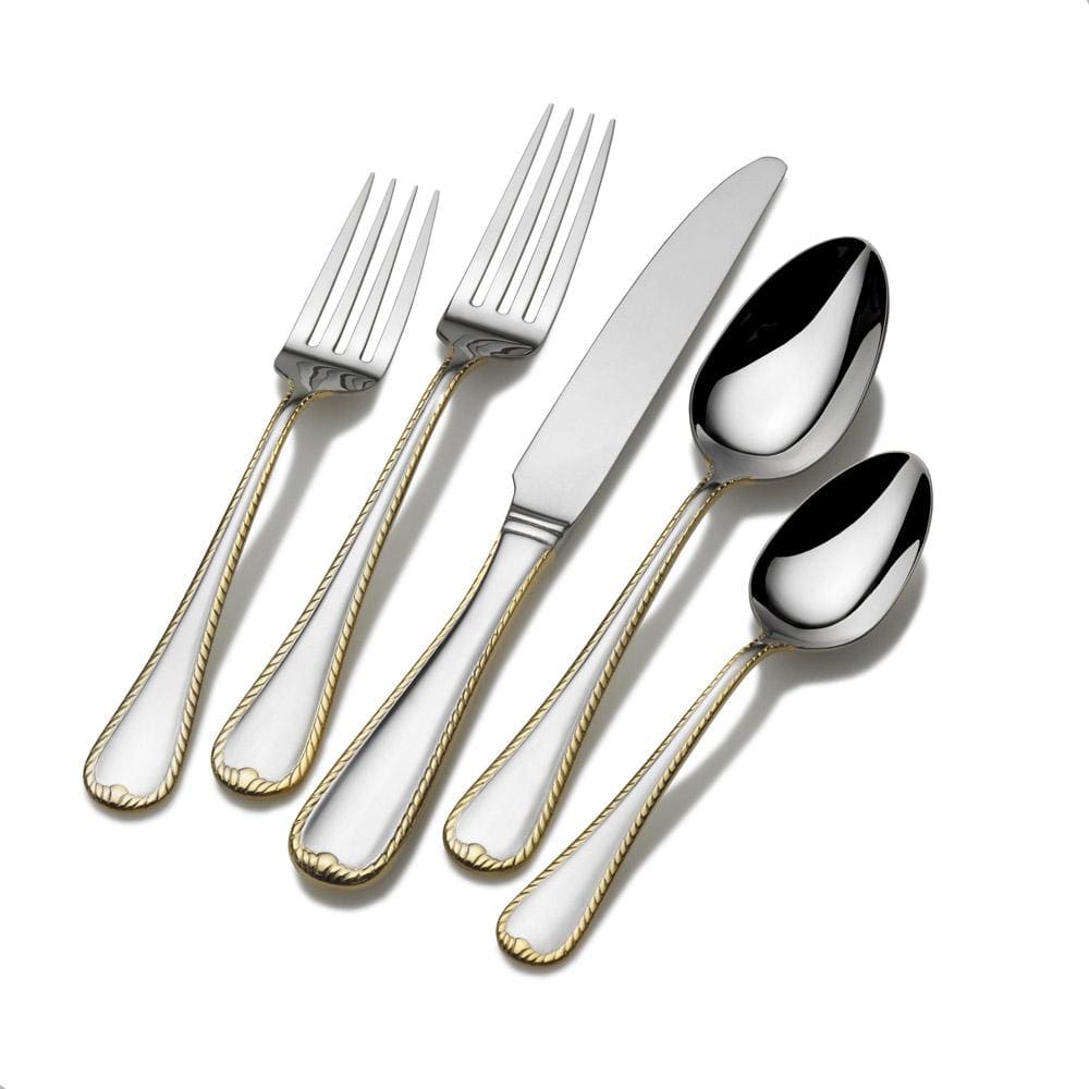 Cameo Gold 65 Piece Flatware Set. Service for 12