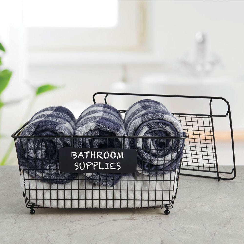 Chalkboard Stacking Storage Basket with Lid - Image 2