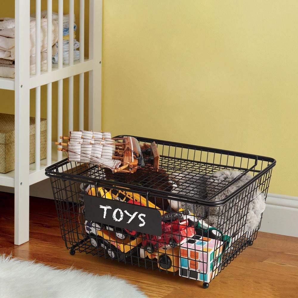 Chalkboard Stacking Storage Basket with Lid - Image 3