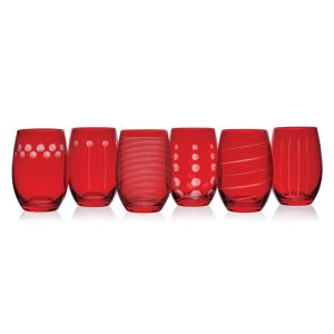 Cheers? Set of 6 Ruby Stemless Wine Glasses