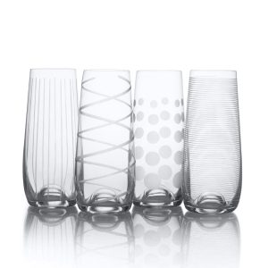 Cheers? Set of 4 Stemless Flute Glasses