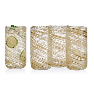 Color Swirl Honey Set of 4 High Ball Glasses