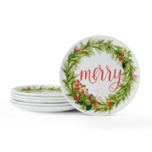 Festive Garland Set of 6 Appetizer Plates