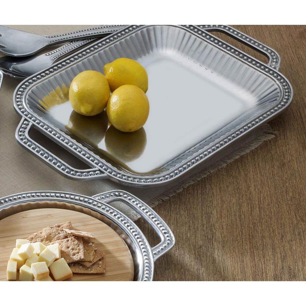 Flutes & Pearls Rectangular Tray with Handles - Image 2