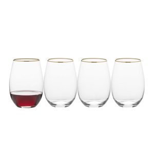 Julie Gold Set of 4 Stemless Wine Glasses