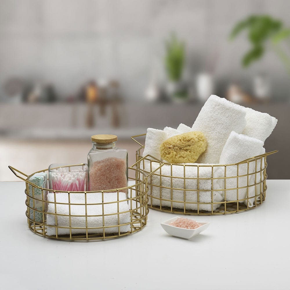 Kendall Set Of 2 Gold Centerpiece Baskets - Image 3