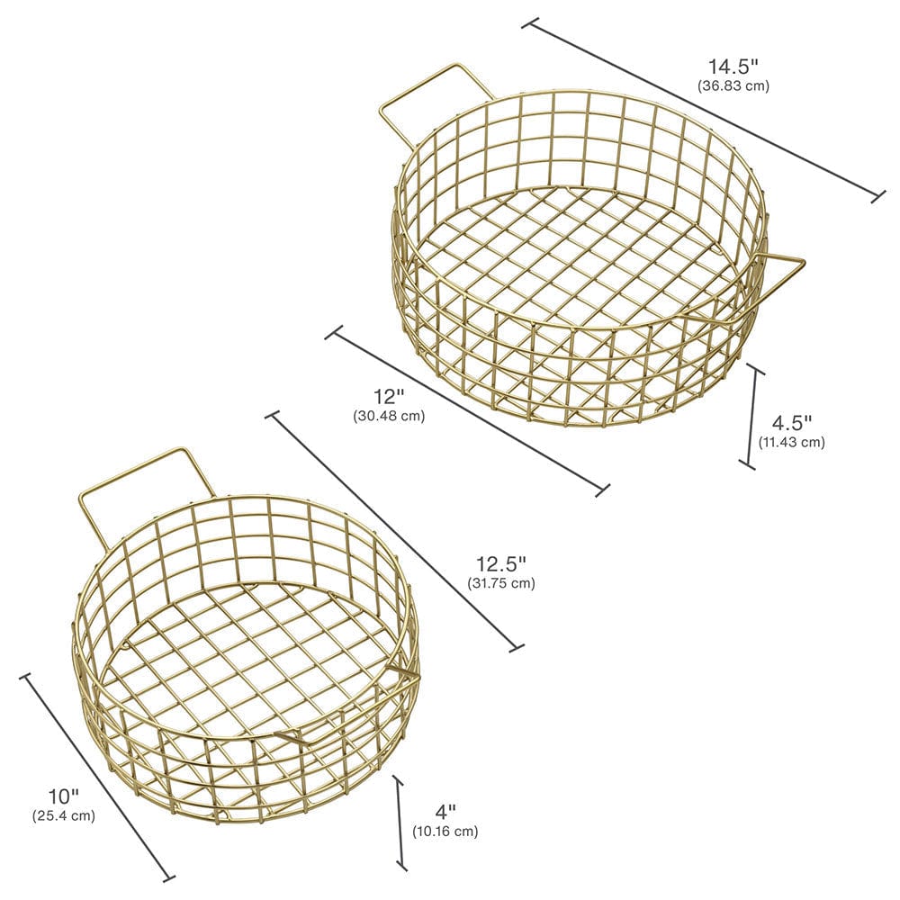 Kendall Set Of 2 Gold Centerpiece Baskets - Image 5