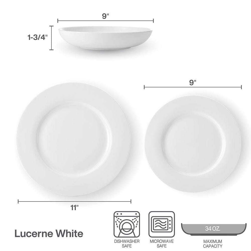 Lucerne White 12 Piece Dinnerware Set. Service for 4 - Image 4