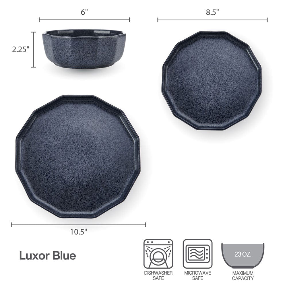 Luxor Blue 12 Piece Dinnerware Set. Service for 4 - Image 5