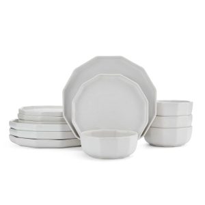 Luxor White 12 Piece Dinnerware Set. Service for 4