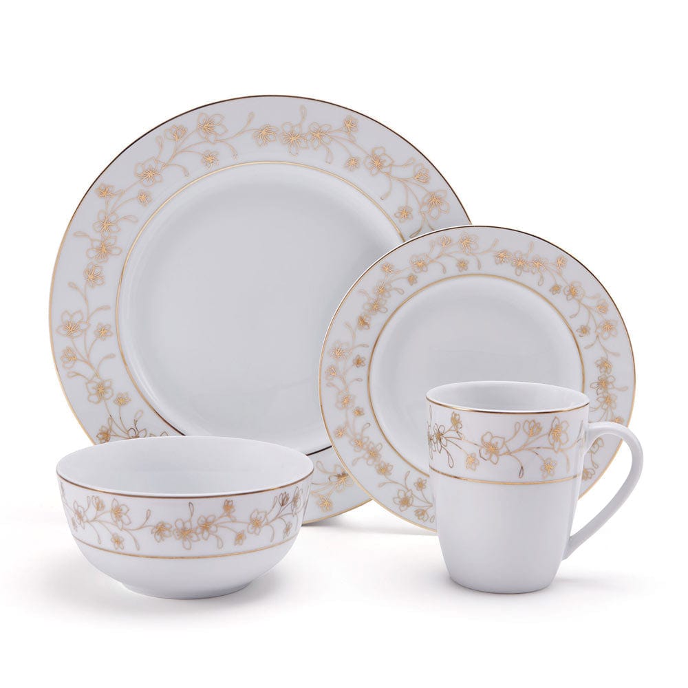 Metallic Floral Gold 32 Piece Dinnerware Set. Service for 8 - Image 9
