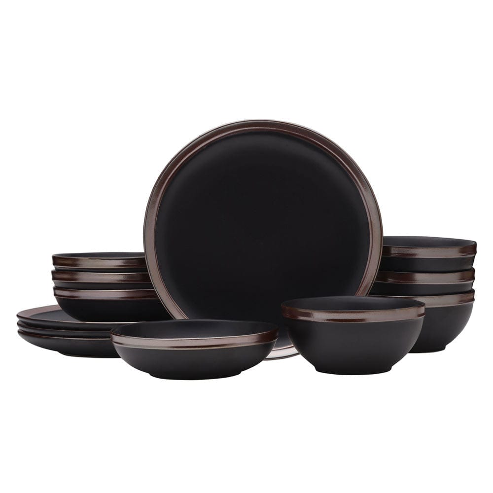 Miller Black 12 Piece Dinnerware Set. Service for 4