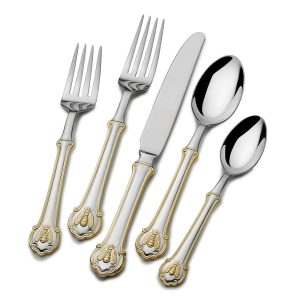 Napoleon Bee Gold Accent 45 Piece Flatware Set. Service for 8