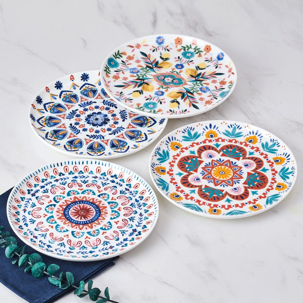Painted Medallion Set of 4 Salad Plates - Image 2