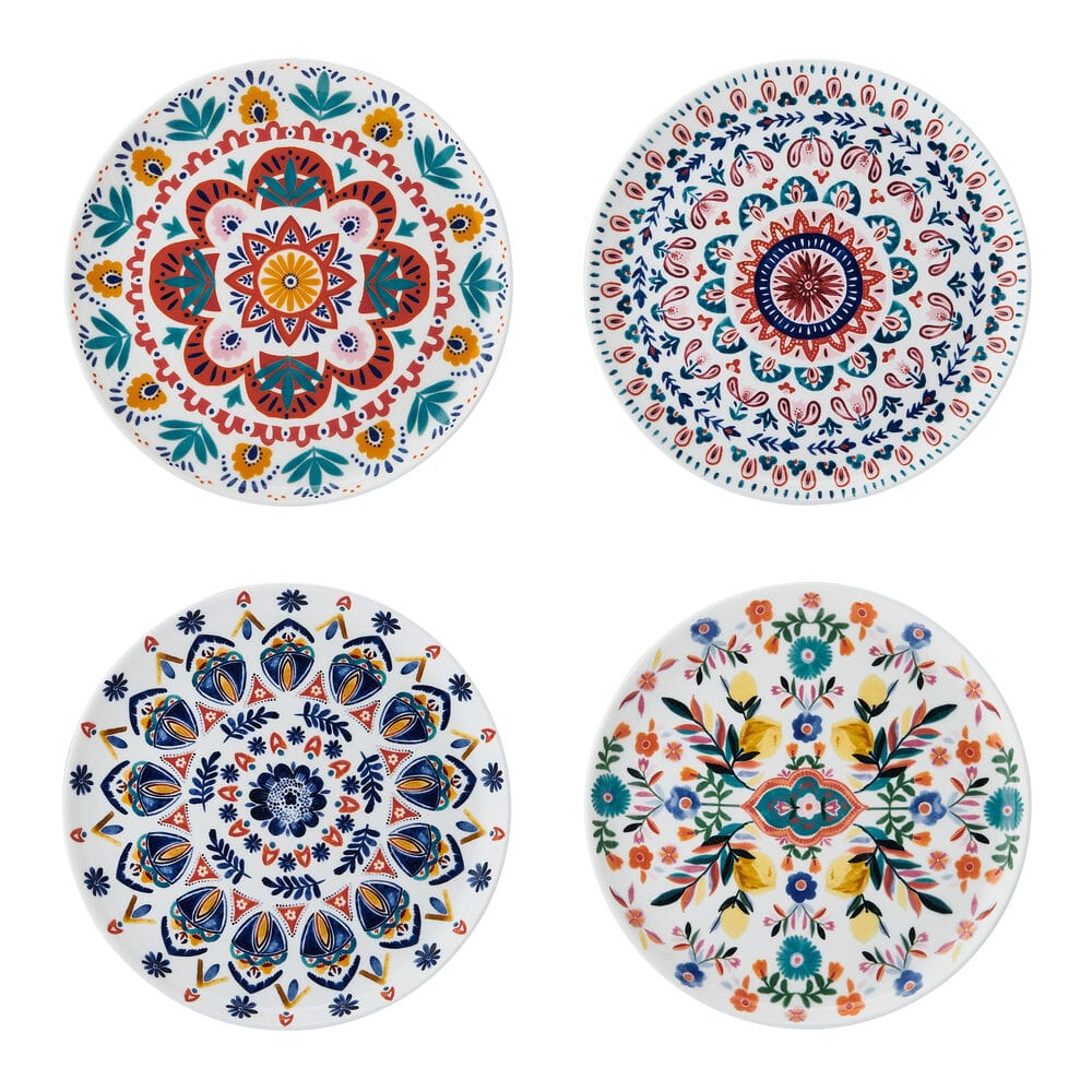 Painted Medallion Set of 4 Salad Plates - Image 4