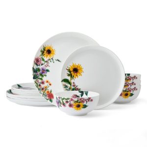 Garden of Petals 12 Piece Dinnerware Set. Service for 4