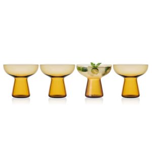 Phoebe Amber Set of 4 Margarita Cocktail Glasses