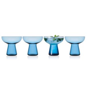 Phoebe Blue Set of 4 Margarita Cocktail Glasses