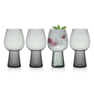 Phoebe Smoke Set of 4 Goblet Beverage Glasses