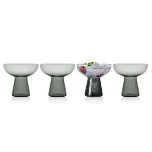 Phoebe Smoke Set of 4 Margarita Cocktail Glasses
