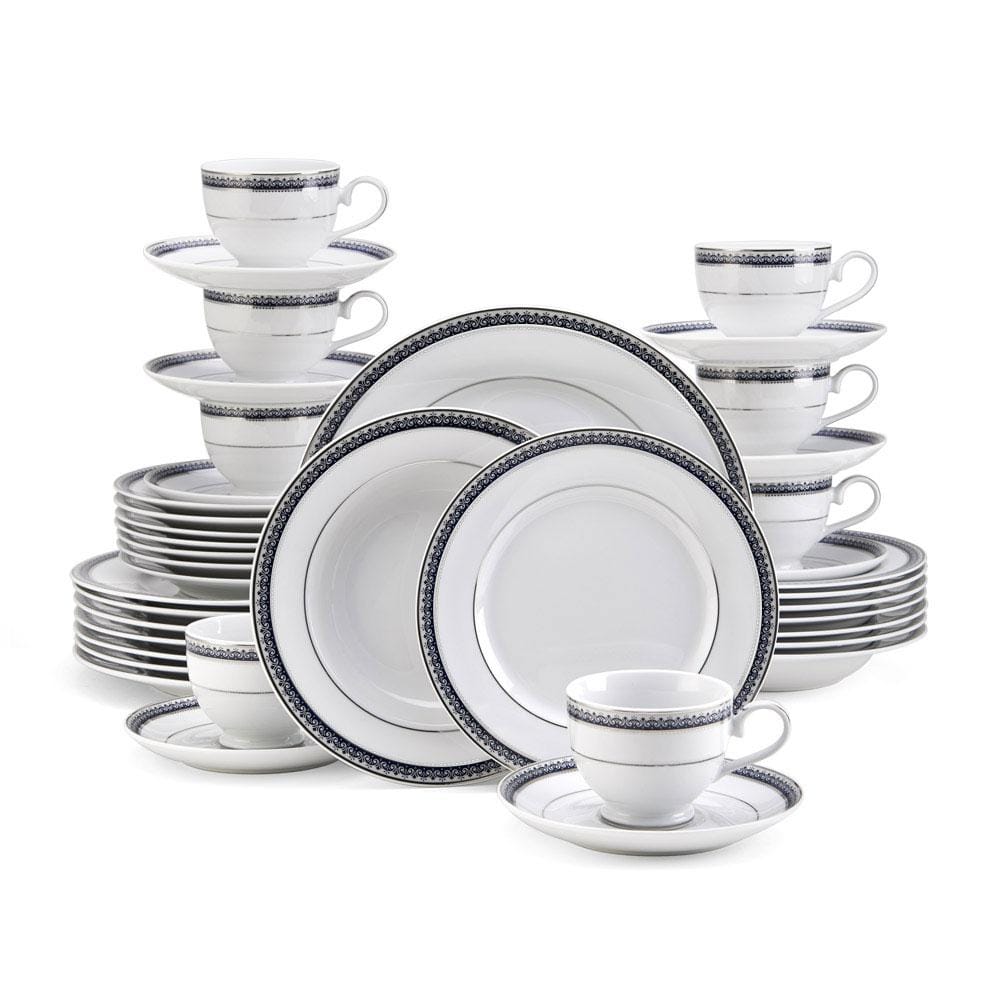 Platinum Crown Cobalt 40 Piece Dinnerware Set. Service for 8