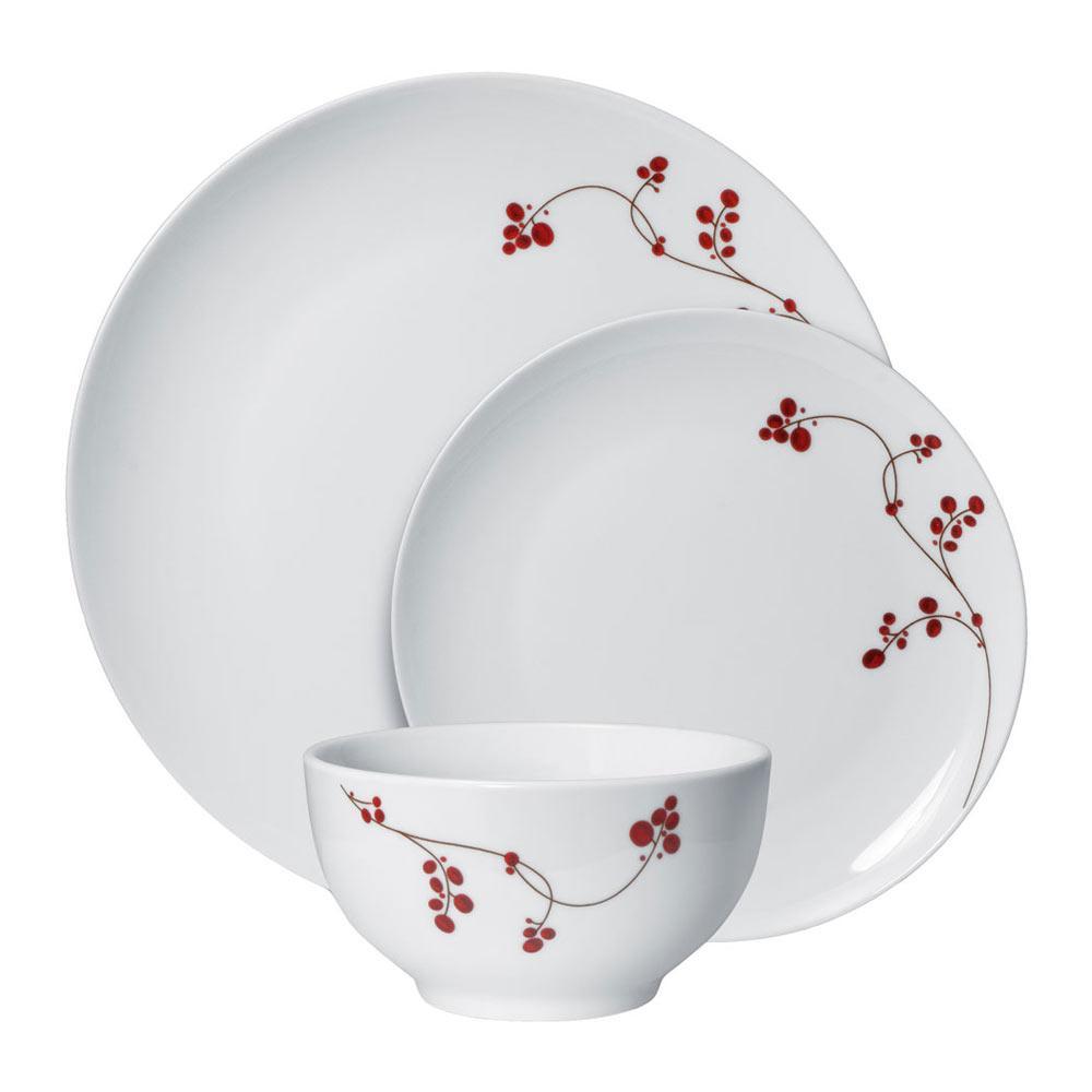 Red Berries 12 Piece Dinnerware Set. Service for 4