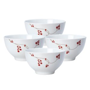 Red Berries Set of 4 Soup Cereal Bowls